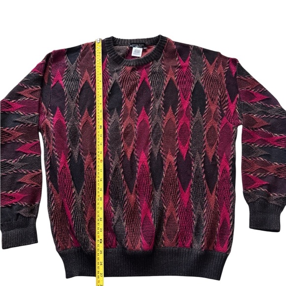 Lorenzo Tavernari Sweater Mens XL Made in Italy Grandpa Preppy Geometric - Picture 2 of 4